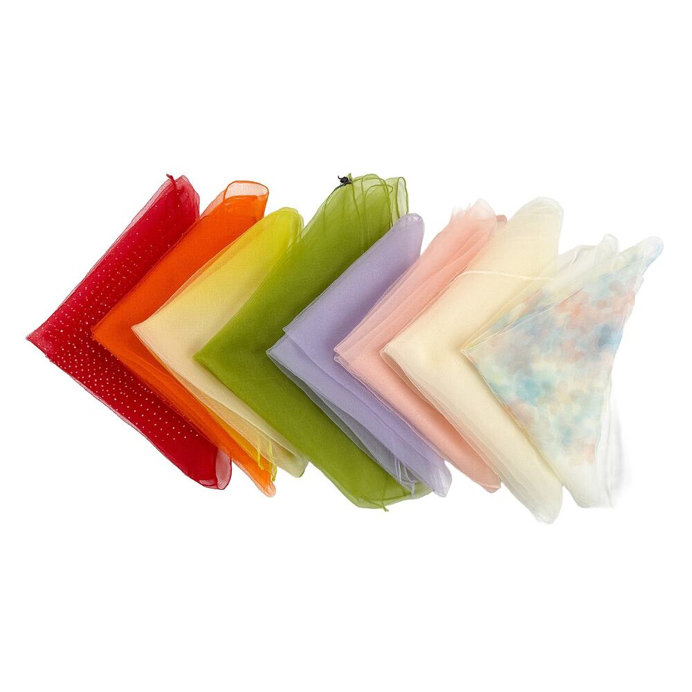 VTG Sheer Nylon Scarf Lot 9 Multicolor Square Scarves Retro Costume Play Japan